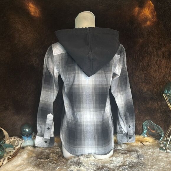 DC hooded foannel button down shirt M (6024D) - Picture 3 of 4